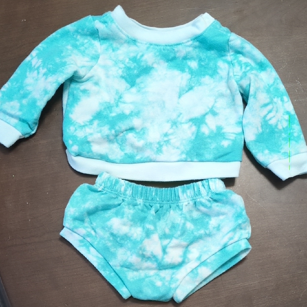 Cat & Jack Tie-Dye Neon Blue Sweatshirt With Diaper Cover, Newborn